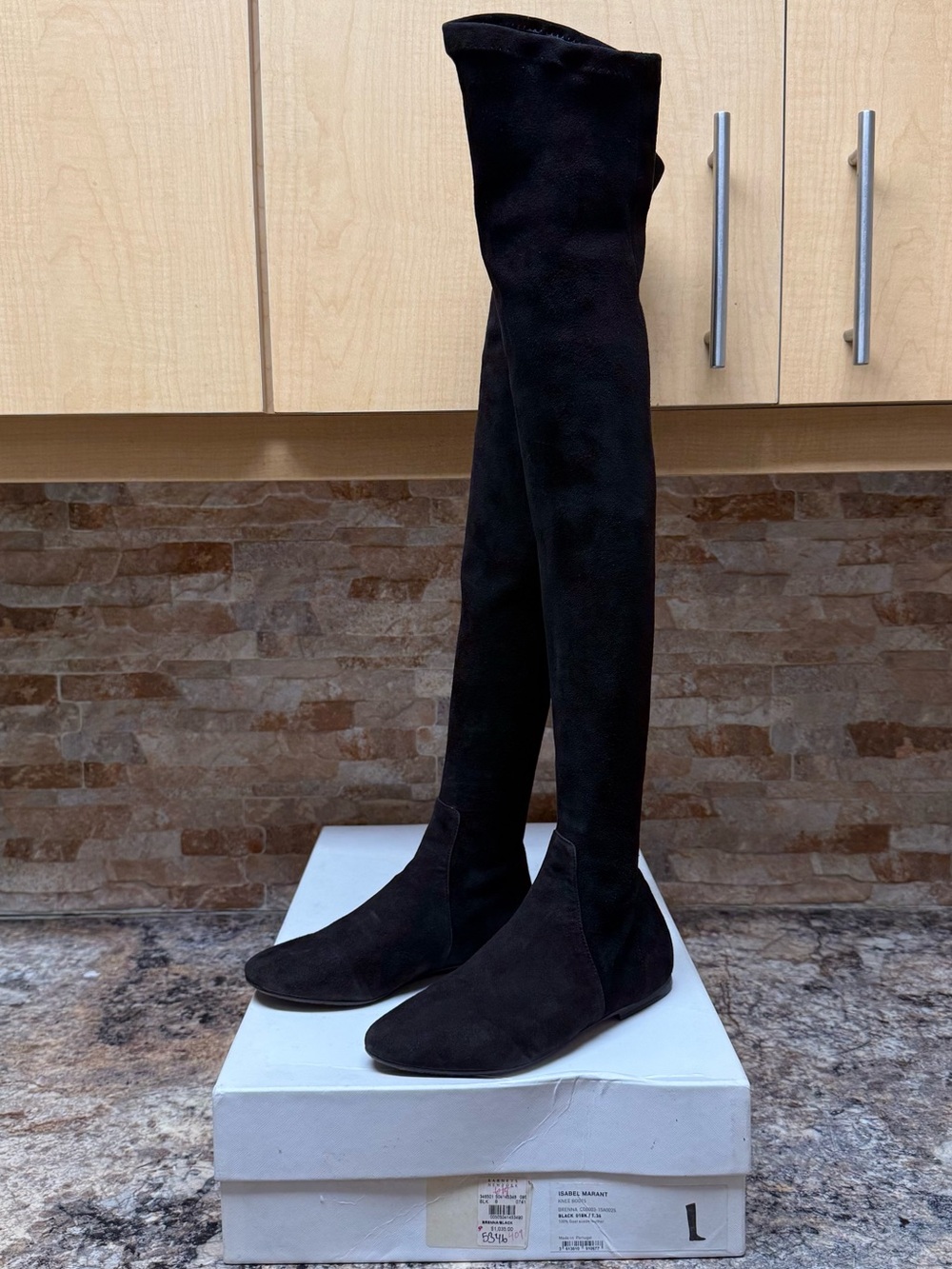 Isabel Marant Dazzle Over The Knee Thigh High Boots Size 36 / 6 Black Suede Flat